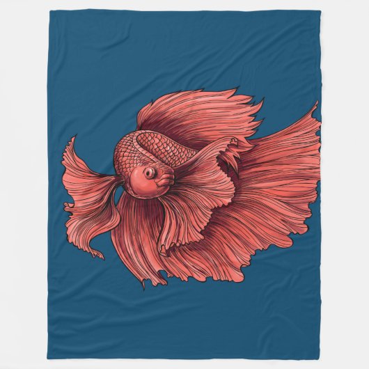 Couverture Polaire Coral Siamese combat le poisson (Devant)