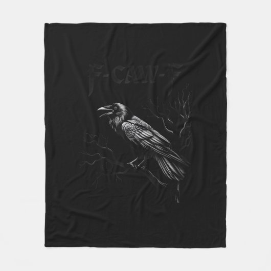 Couverture Polaire Corbeau, F-Caw-F Oiseau Rétro Classique (Devant)