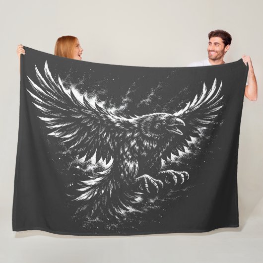 Couverture Polaire Corbeau gothique – par BurnsInHell (En situation)