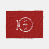 Couverture Polaire Corde marine rouge et Ancre Monogrammé (Devant (Horizontal))