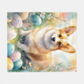 Couverture Polaire Corgi avec les oeufs de Pâques (Devant (Horizontal))