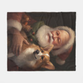 Couverture Polaire Corgi avec Noël Festif du Père Noël (Devant (Horizontal))
