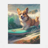 Couverture Polaire Corgi Beach Surf Peinture (Devant)