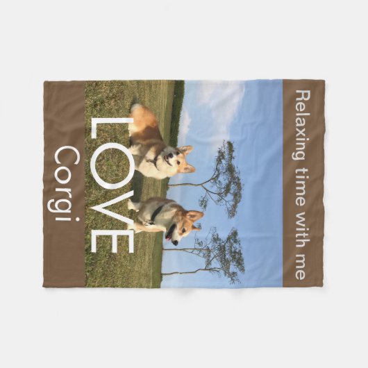 Couverture Polaire corgi blanket blue sky (Devant (Horizontal))