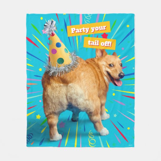 Couverture Polaire Corgi Butt Birthday Hat (Devant)