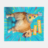 Couverture Polaire Corgi Butt Birthday Hat (Devant (Horizontal))