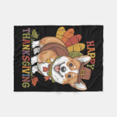 Couverture Polaire Corgi Chien de Thanksgiving Dinde (Devant (Horizontal))