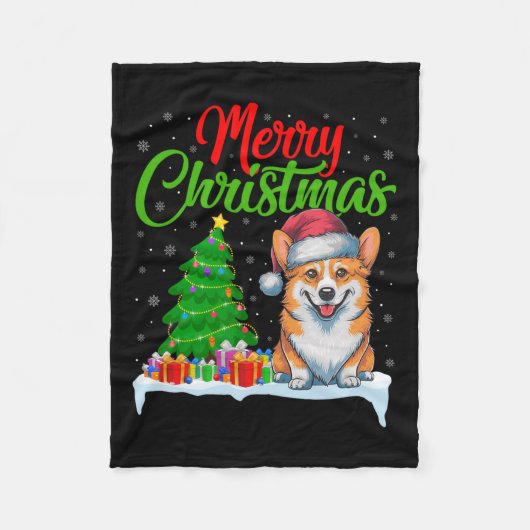 Couverture Polaire Corgi Chien Feux de Noël Feux de Noël Fantastique (Devant)