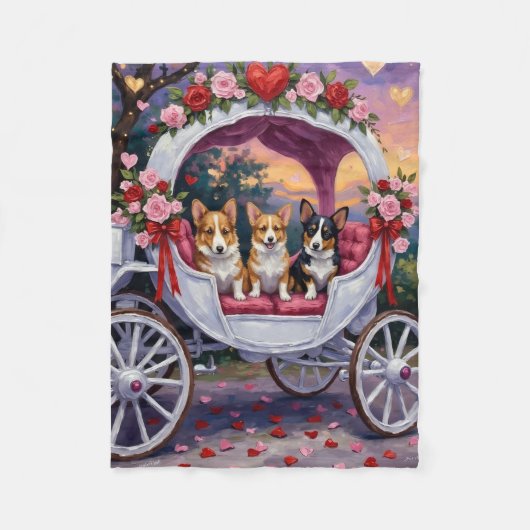 Couverture Polaire Corgi Chien Saint-Valentin (Devant)
