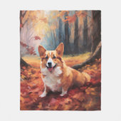 Couverture Polaire Corgi dans les feuilles d'automne automne automne  (Devant)