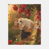 Couverture Polaire Corgi dans les Roses V (Devant)