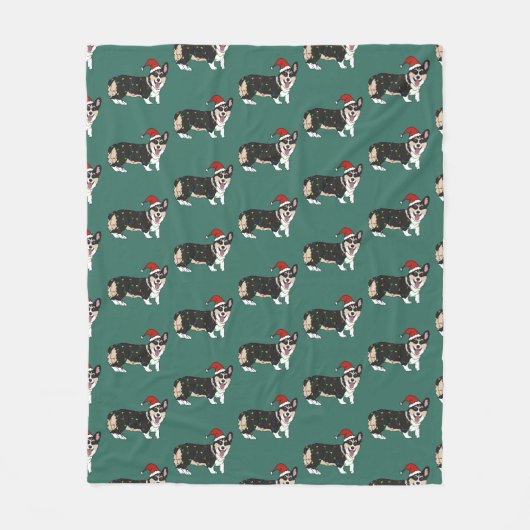 Couverture Polaire Corgi de Noël (Devant)