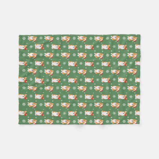 Couverture Polaire Corgi de Noël mignon (Devant (Horizontal))