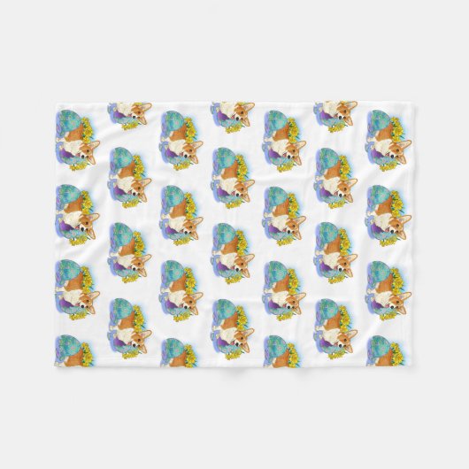 Couverture Polaire Corgi de Pâques (Devant (Horizontal))