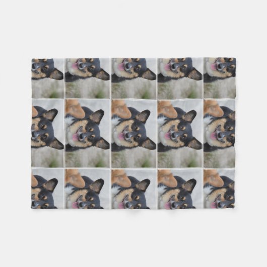 Couverture Polaire Corgi de sourire (Devant (Horizontal))