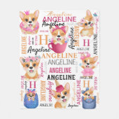 Couverture Polaire Corgi Dogs Nom personnalisé Collage (Devant)