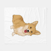 Couverture Polaire Corgi doux et souriant (Devant (Horizontal))