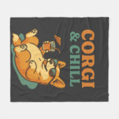 Couverture Polaire Corgi et Chill (Devant (Horizontal))