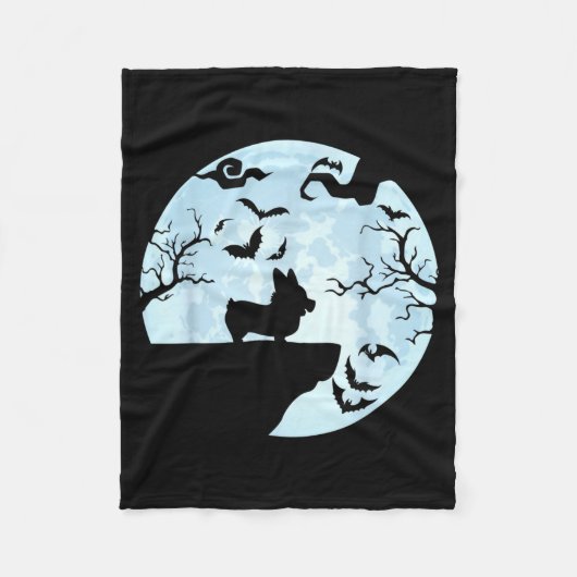 Couverture Polaire Corgi Et Lune Halloween (Devant)