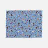 Couverture Polaire Corgi Fall Feuilles Motif Dusty Blue (Devant (Horizontal))