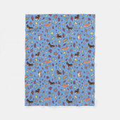 Couverture Polaire Corgi Fall Feuilles Motif Dusty Blue (Devant)