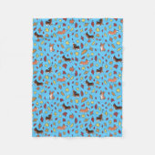 Couverture Polaire Corgi Fall Leaves Motif Turquoise (Devant)