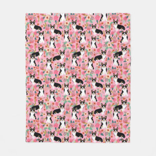 Couverture Polaire Corgi flore couleur rose