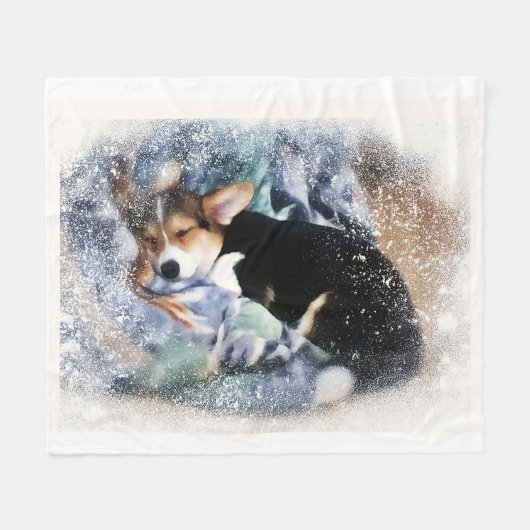 Couverture Polaire Corgi gallois dormant (Devant (Horizontal))