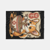 Couverture Polaire Corgi manger Ramen (Devant (Horizontal))