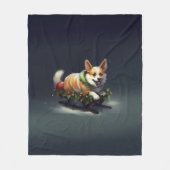 Couverture Polaire Corgi Noël neige hiver (Devant)