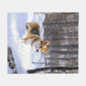 Couverture Polaire Corgi Noël sous la neige (Devant (Horizontal))