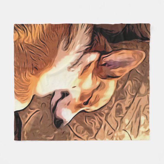 Couverture Polaire Corgi somnolent (Devant (Horizontal))