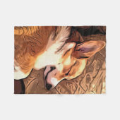 Couverture Polaire Corgi somnolent (Devant (Horizontal))