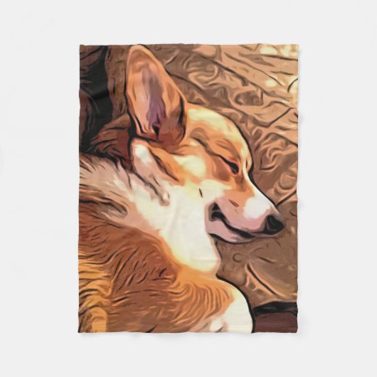 Couverture Polaire Corgi somnolent (Devant)