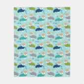 Couverture Polaire Corgis en PJ bleu clair (Devant)
