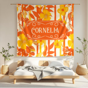 Couverture Polaire Cornelia Vibrant Jaune et Orange Floral