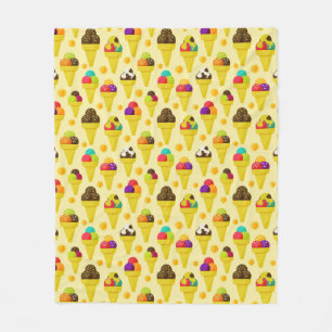 Couverture Polaire Cornets de crème glacée colorés de bande dessin