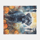Couverture Polaire Corso De Canne D'Halloween Avec Peur Citrouille (Devant (Horizontal))