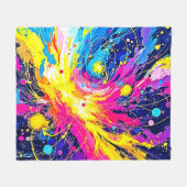 Couverture Polaire Cosmic Burst: Vibrant Splatter Art (Devant (Horizontal))