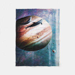 Couverture Polaire Cosmic Dolphins In Space Blanket Unique Gift Ide
