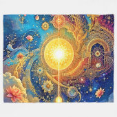 Couverture Polaire Cosmic Sun Mandala Art (Devant (Horizontal))