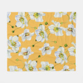 Couverture Polaire Cosmos, aquarelle, transparent, motif floral. (Devant (Horizontal))