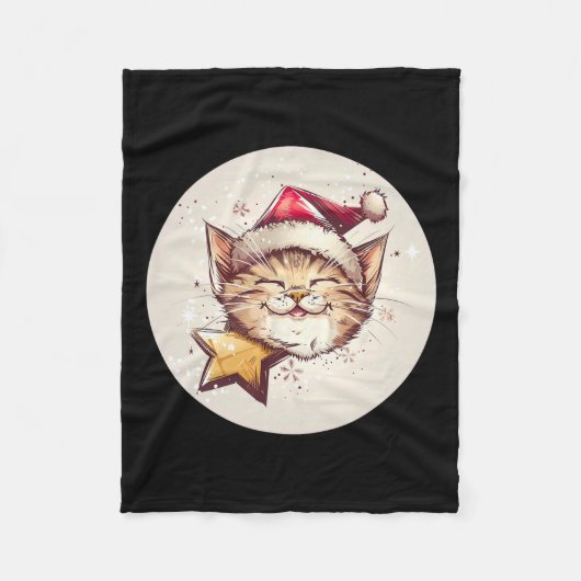 Couverture Polaire Costume Chat De Noël Souriant Pour Adultes Et Enfa (Devant)
