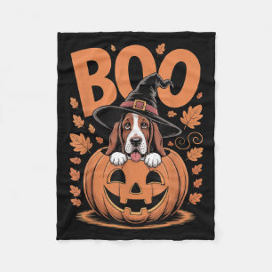Couverture Polaire Costume de Basset Hound sur Citrouille Halloween B