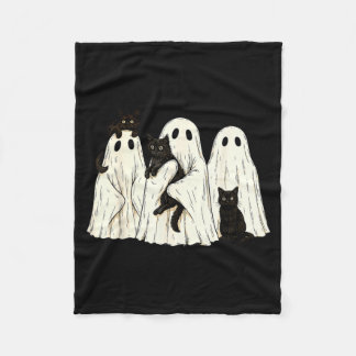 Couverture Polaire Costume de fantôme Halloween rétro tenant un chat