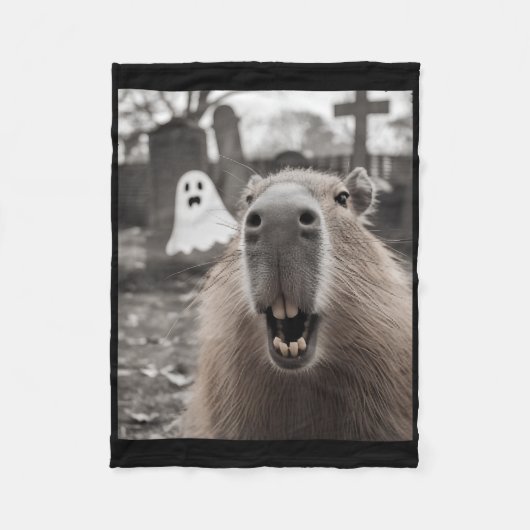 Couverture Polaire Costume de Halloween Fantôme de Capybara Drôle Cap (Devant)