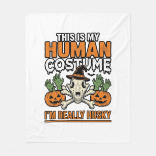 Couverture Polaire Costume Humain Husky Drôle T-Shirt Chien Halloween