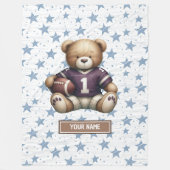Couverture Polaire Cosy American Football Teddy Bear Blanche pour gar (Devant)