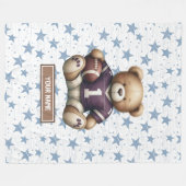Couverture Polaire Cosy American Football Teddy Bear Blanche pour gar (Devant (Horizontal))