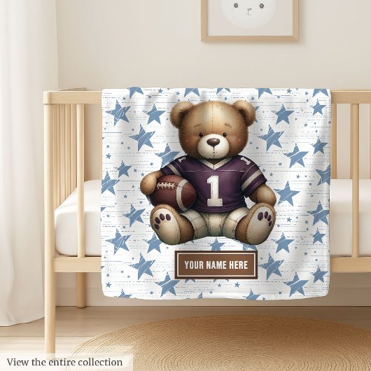 Couverture Polaire Cosy American Football Teddy Bear Blanche pour gar